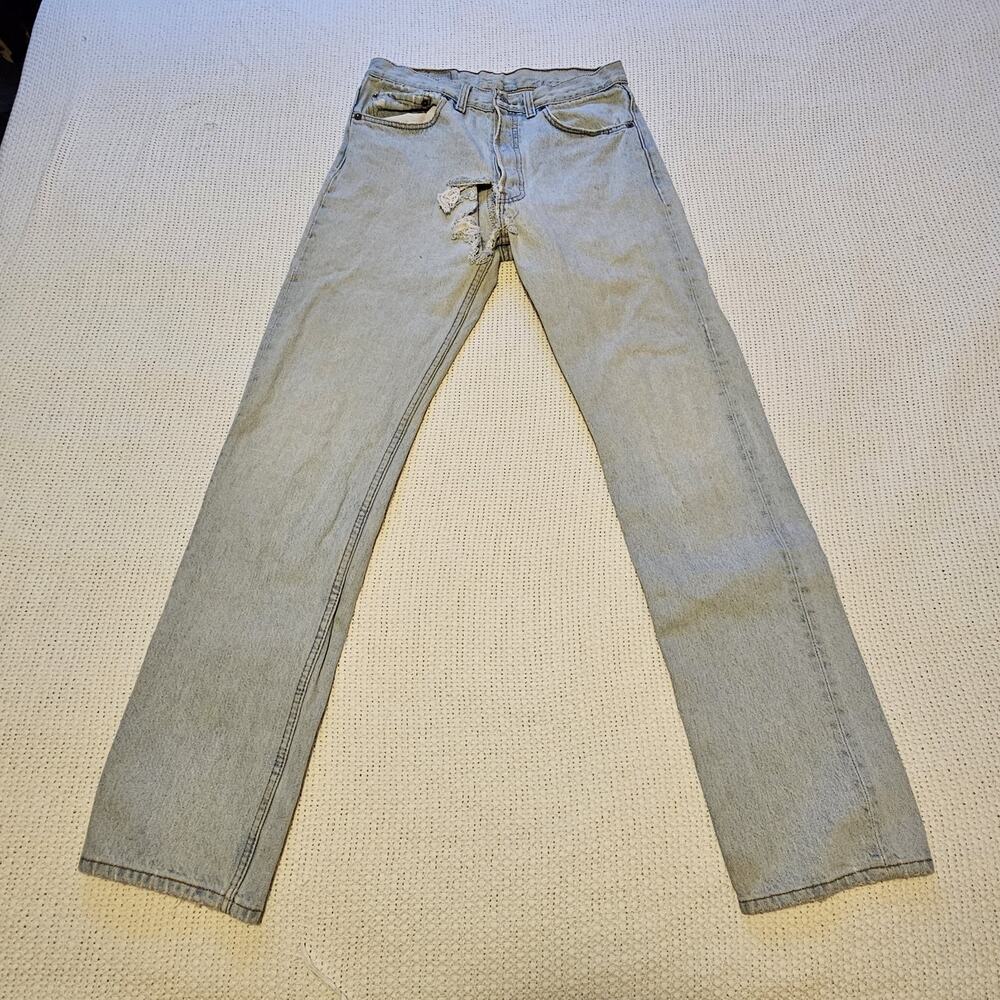 Vintage Levis 501 Buttonfly Mens Jeans Thrashed Distressed Tag Size 32 34 READ